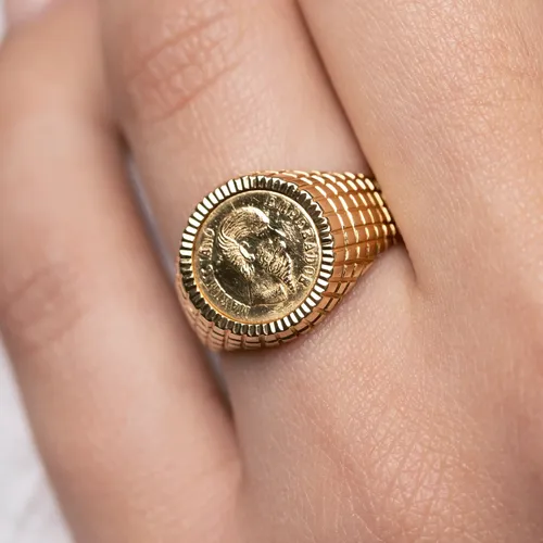 Geelgouden Emperador Maximiliano munt ring