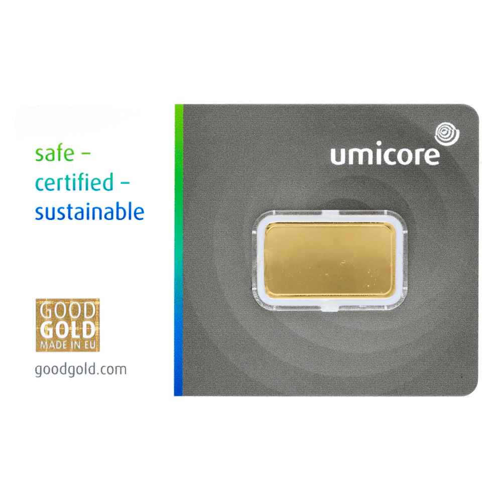 Goudbaar Umicore 5 gram met certificaat